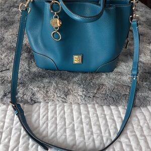Dooney & Bourke Blue Structured Shoulder Bag with Gold Hardware
